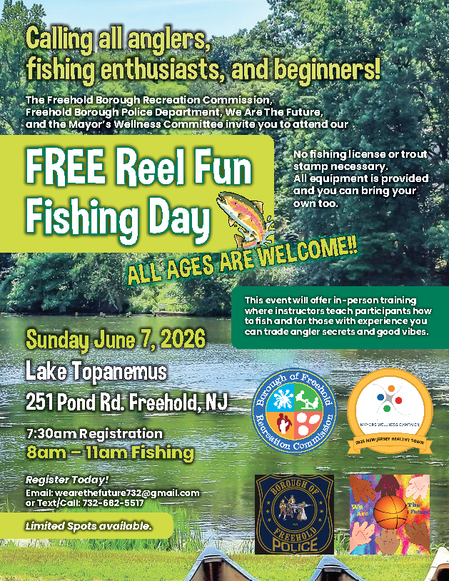 Freehold Boro Fishing Tournament flyer. Open a PDF version of it in a new tab.
